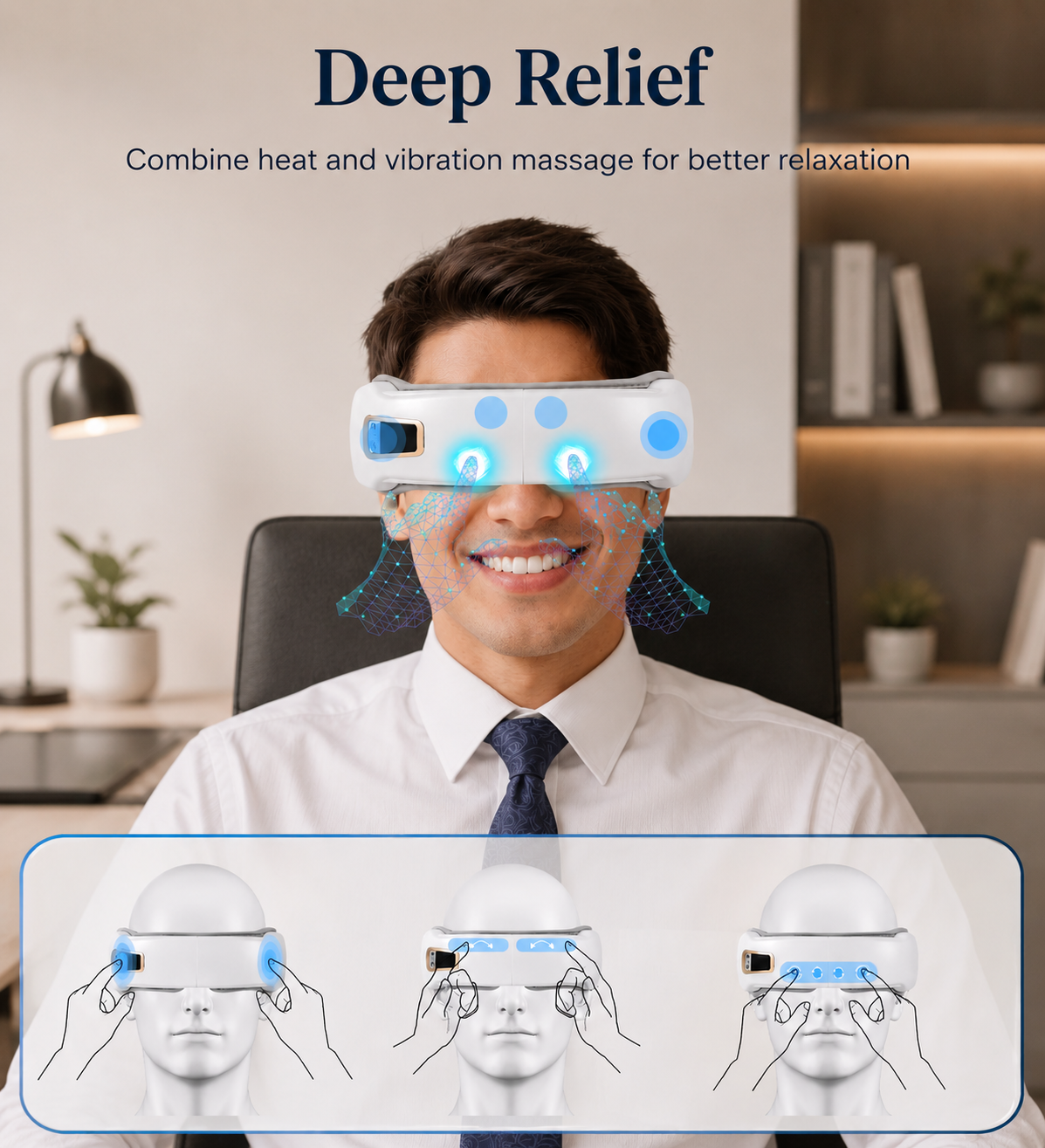 Veluna™ Smart Eye Massager with Heat & Bluetooth